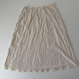 Shadowline Beige Nylon Half Slip With Lace Hem Small Tall